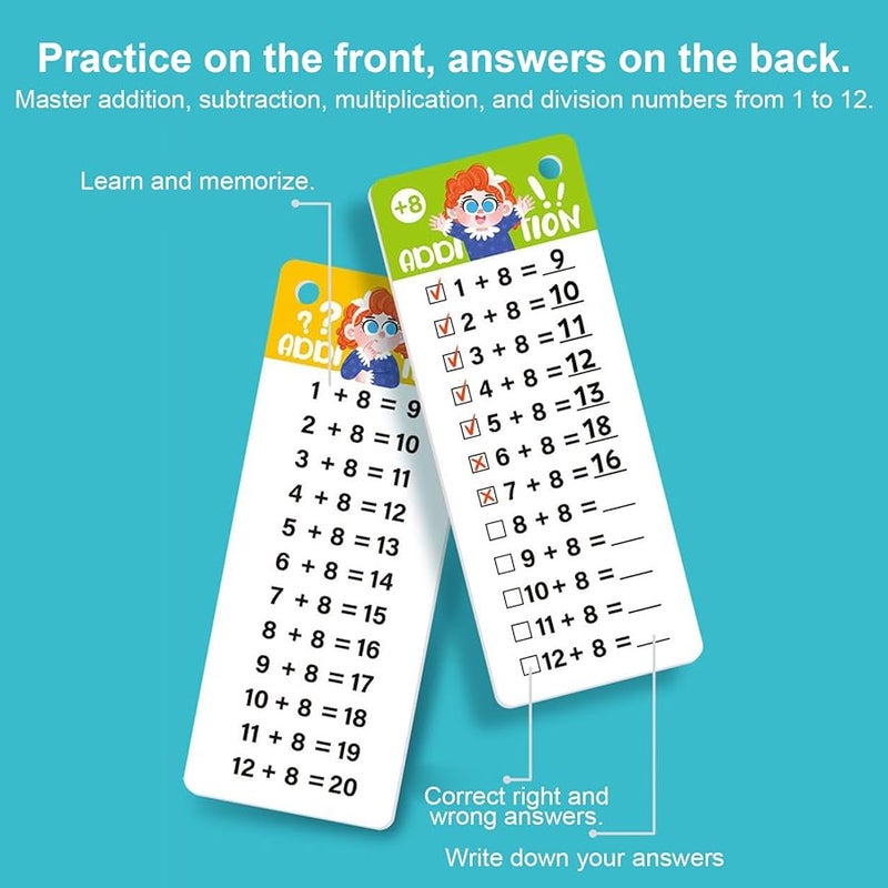 نوع أ بطاقات تعليمية للرياضيات 18x7 سم مجموعة نشاط الكتابة القابلة للمسح التعليمية للأطفال - Image 5